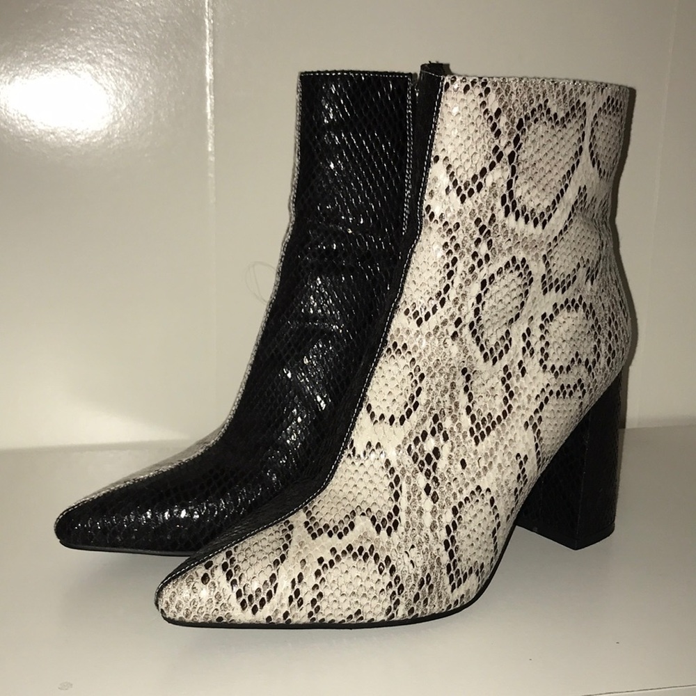 ASOS faux snakeskin ankle booties
